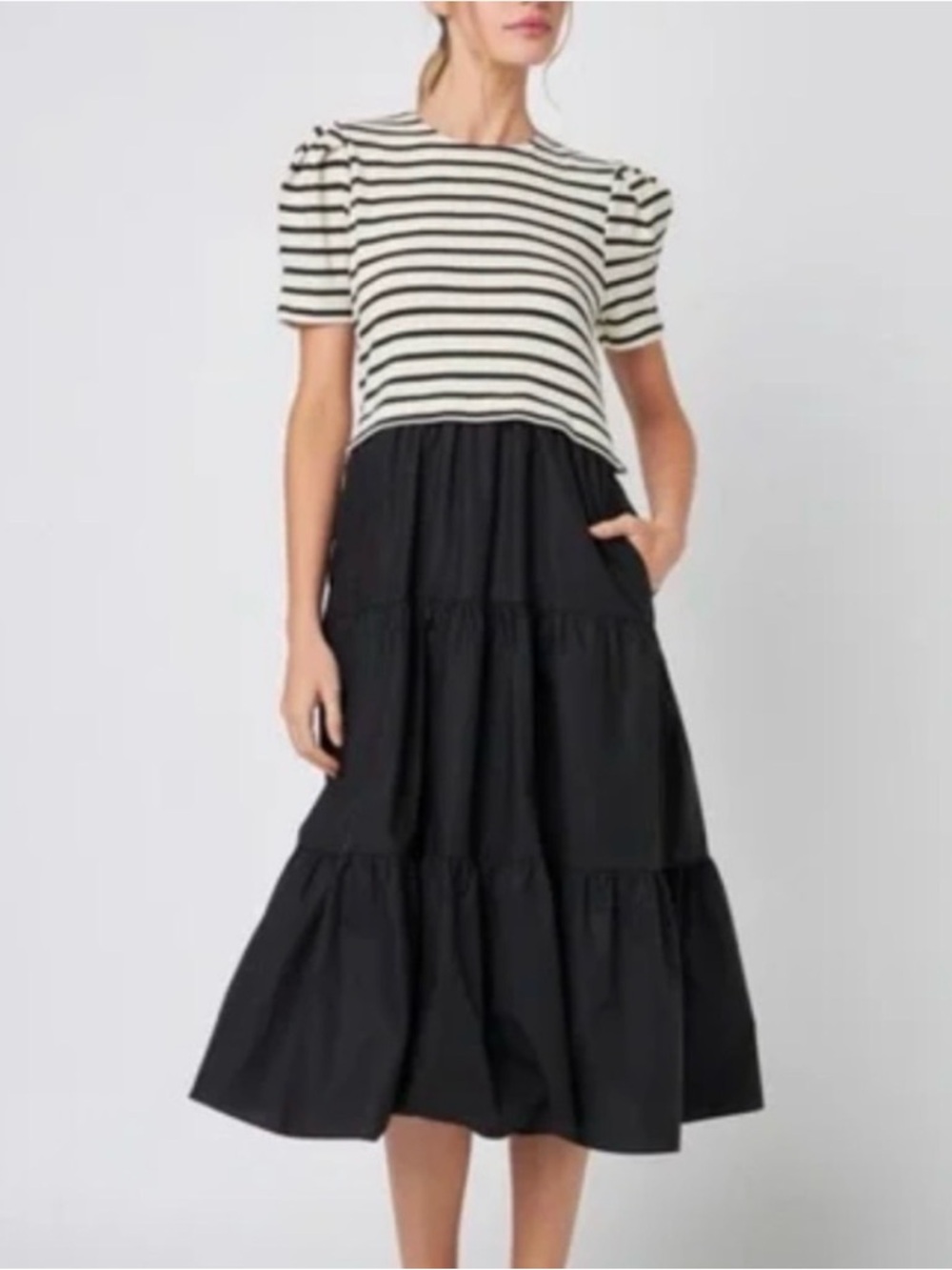 English Factory black mixed media dress sz small